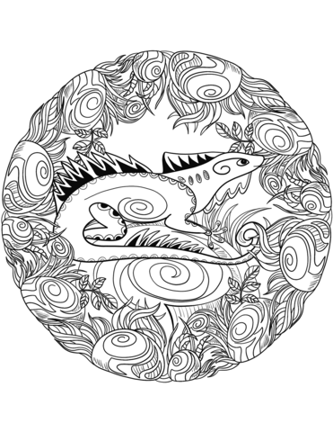 Lizard Mandala Coloring Page